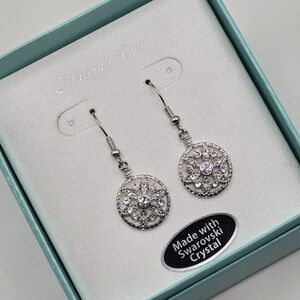 Swarovski Crystal Elements Silver Earrings Vintage Style